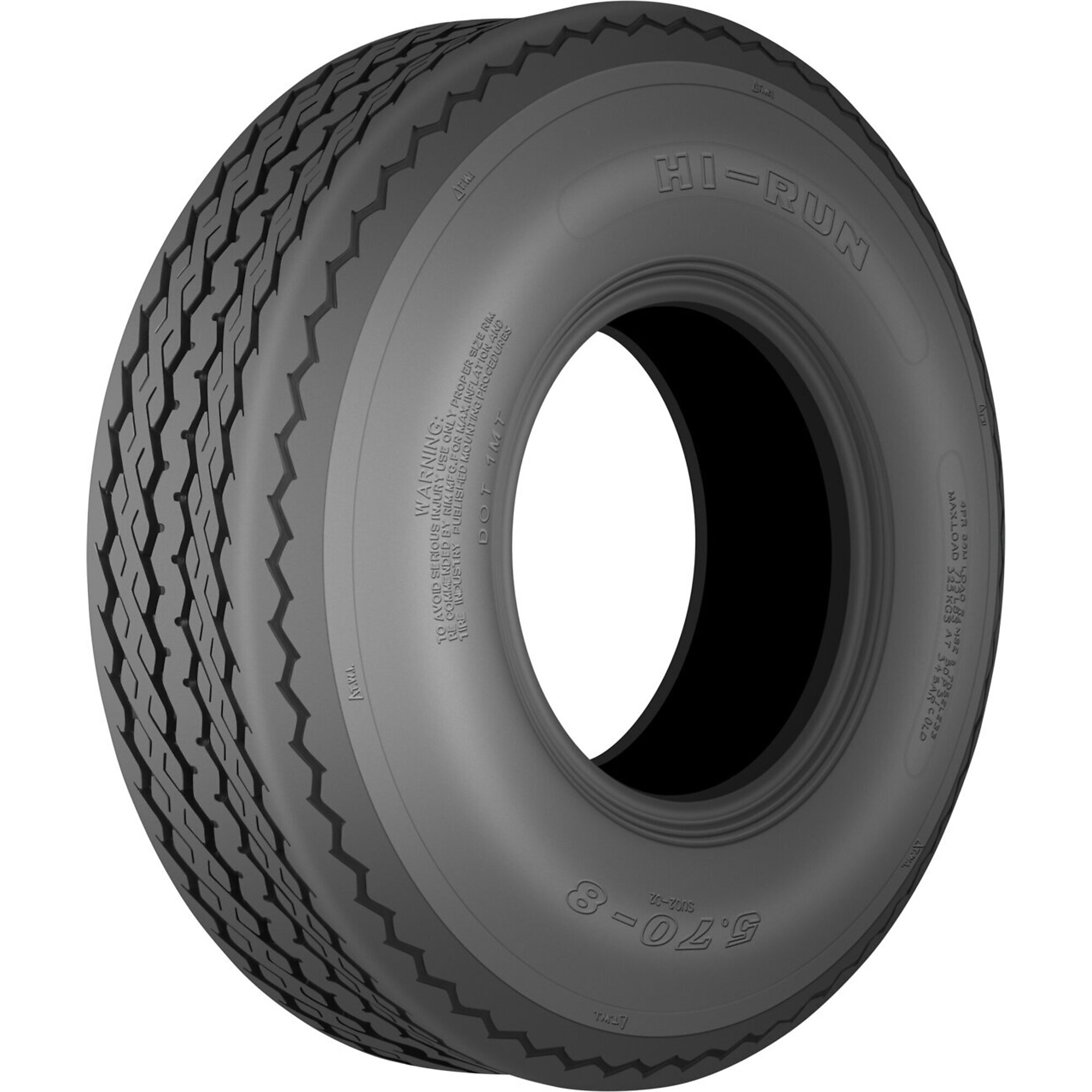 HI-RUN, Highway Trailer Tire, Bias-ply, Tire Size 5.70-8 Load Range Rating B, Model# WD1067